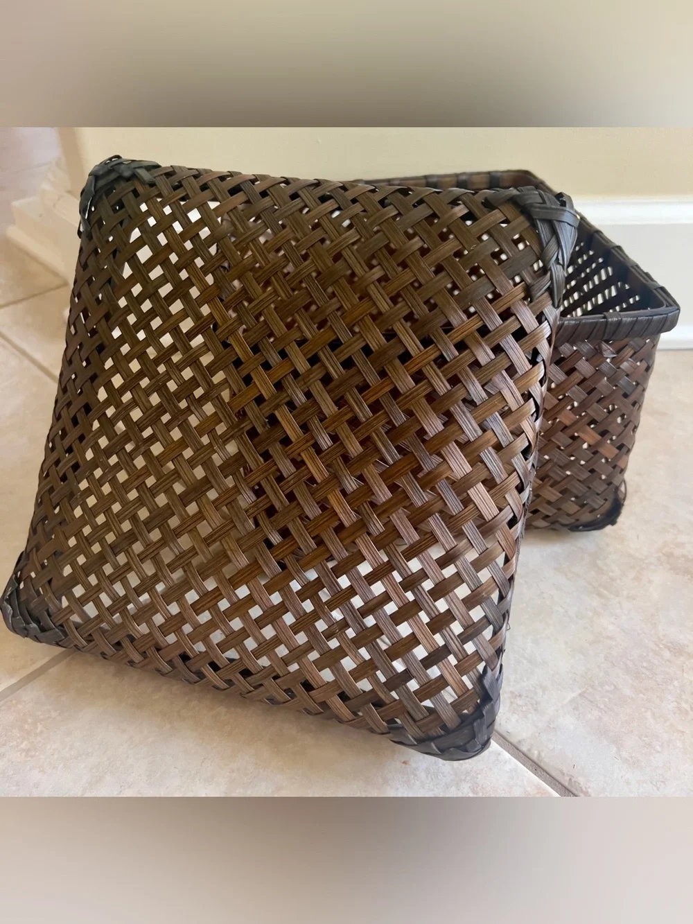 Woven Brown Storage Basket with Lid - Home Accents